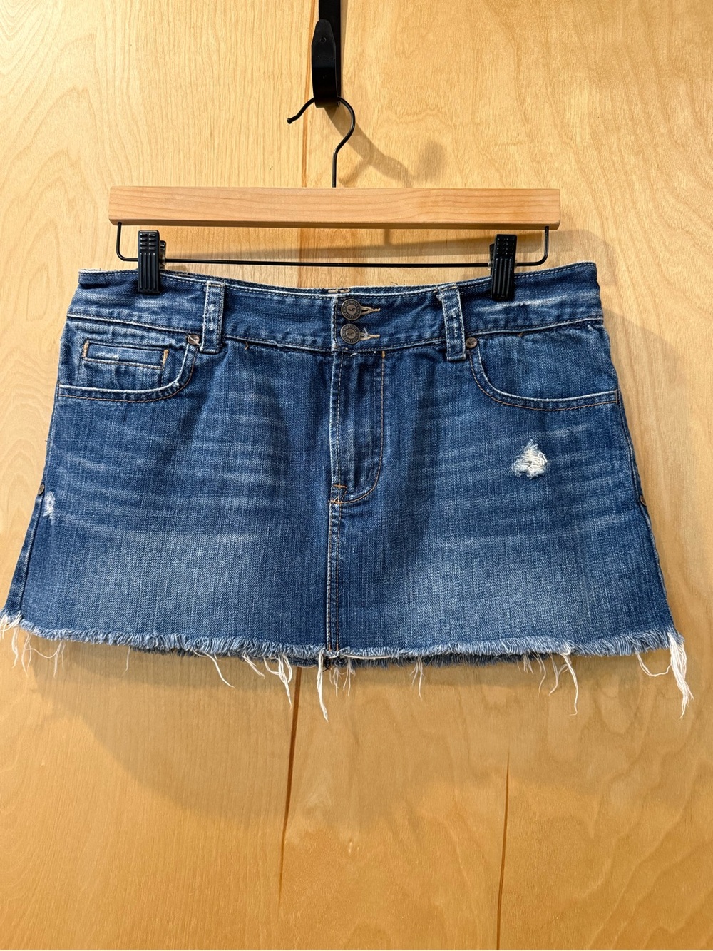 Hollister Distressed western Blue Denim Mini Skirt